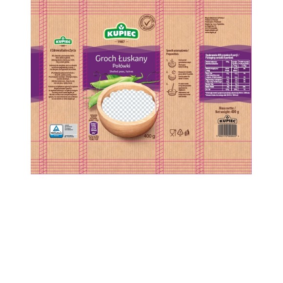 Kupiec GROCH ŁUSKANY POŁÓWKI 400g 0,4kg