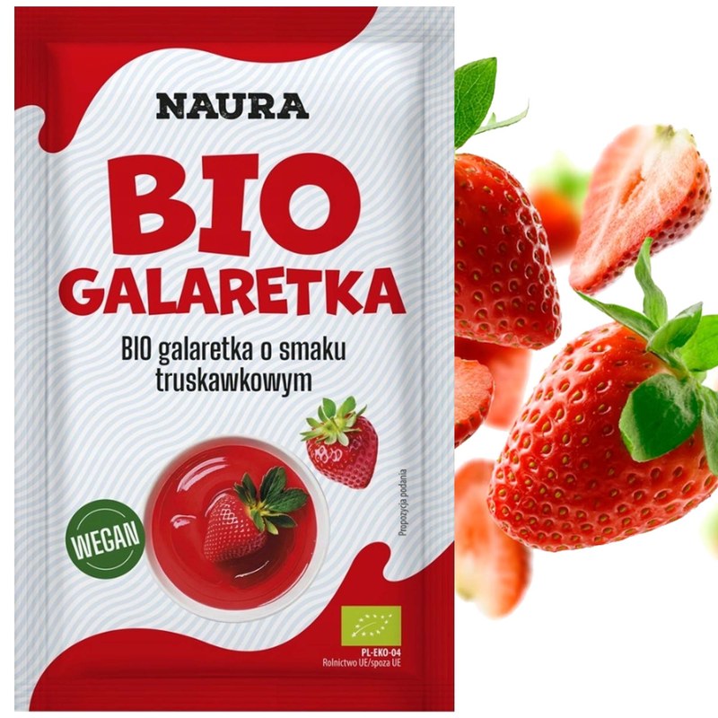 Naura BIO GALARETKA O SMAKU TRUSKAWKOWYM truskawka WEGAN z