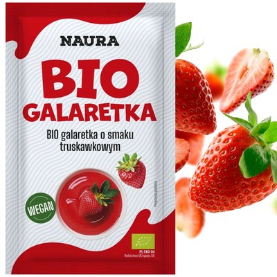 Naura BIO GALARETKA O SMAKU TRUSKAWKOWYM truskawka WEGAN z
