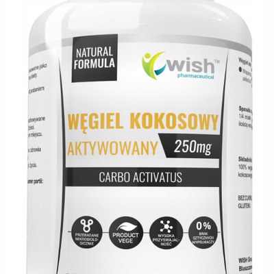 WISH Węgiel Kokosowy AKTYWOWANY 250g 100 porcji wsparcie