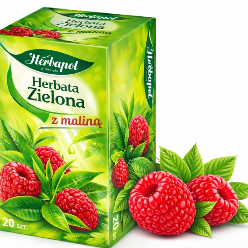 Herbapol herbata ZIELONA Z MALINĄ 20 SASZETEK