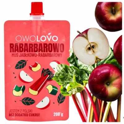 OWOLOVO mus owocowy bez dodatku cukru RABARBAROWO 200g