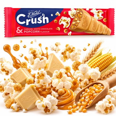 Wedel BATON CRUSH Z CZEKOLADY BIAŁEJ KARMELOWEJ POPCORN 25G