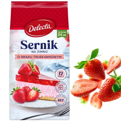 Delecta CIASTO SERNIK NA ZIMNO o smaku TRUSKAWOWYM na 12