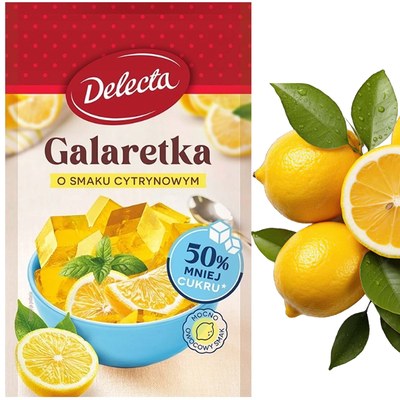 Delecta GALARETKA CYTRYNOWA smak cytrynowy 50% MNIEJ CUKRU