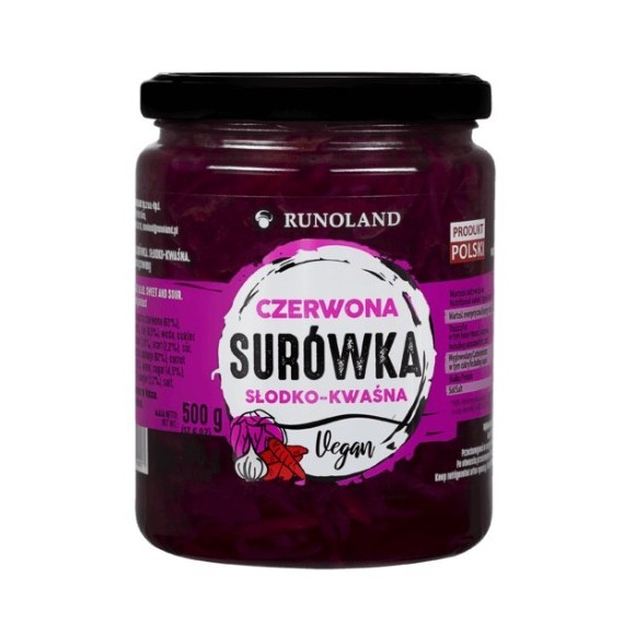 Runoland SURÓWKA CZERWONA vegan słodko kwaśna MODRA KAPUSTA