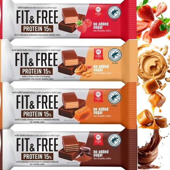FIT & FREE PROTEIN WAFELEK PROTEINOWY BEZ CUKRU MIX SMAKÓW