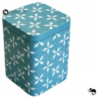 PUSZKA METALOWA na herbatę przyprawy NIEBIESKA ORNAMENTY 72x72x93mm na 100g