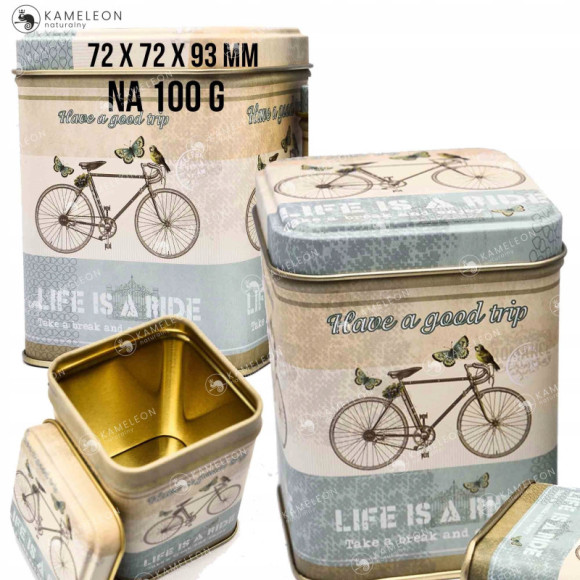 PUSZKA METALOWA na herbatę ROWER 72x72x93mm 100g PUSZKA METALOWA na herbatę ROWER 72x72x93mm 100g