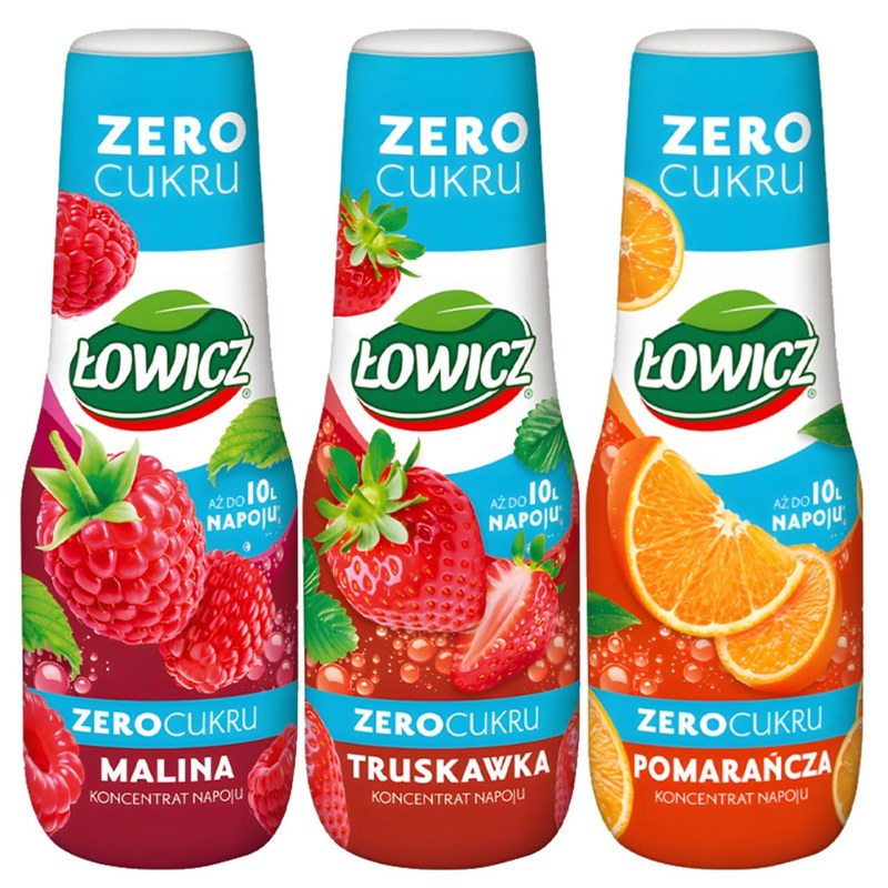 Łowicz SYROP KONCENTRAT ZERO CUKRU MIX SMAKÓW 3X 500ML DO
