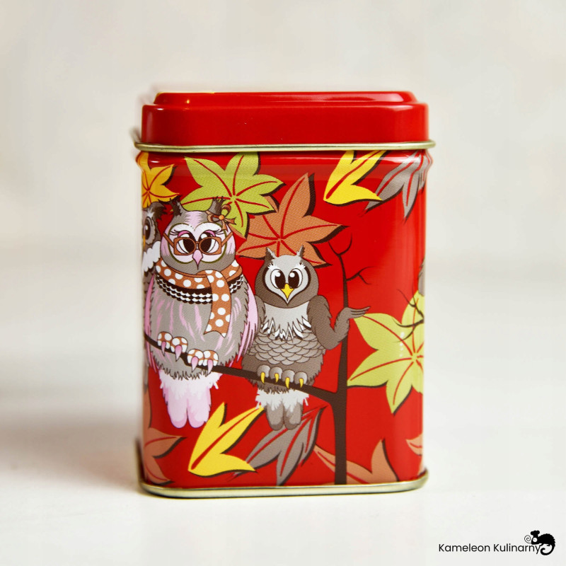 PUSZKA METALOWA na herbatę SOWY 60x60x80 50g