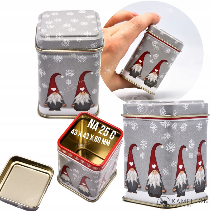 PUSZKA METALOWA na herbatę SZARE KRASNALE 25g