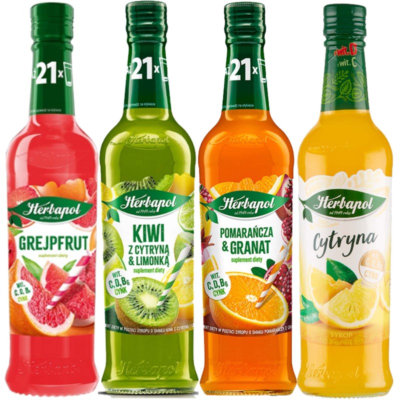HERBAPOL OWOCOWA SPIŻANIA SYROP MIX 4 SMAKÓW 420ML