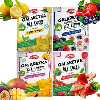 Celiko GALARETKA BEZ CUKRU glutenu mix 4 SMAKÓW zestaw 14G