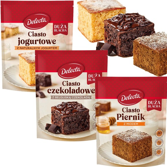 Delecta CIASTO JOGURTOWE CZEKOLADOWE PIERNIK ZESTAW 3 CIAST