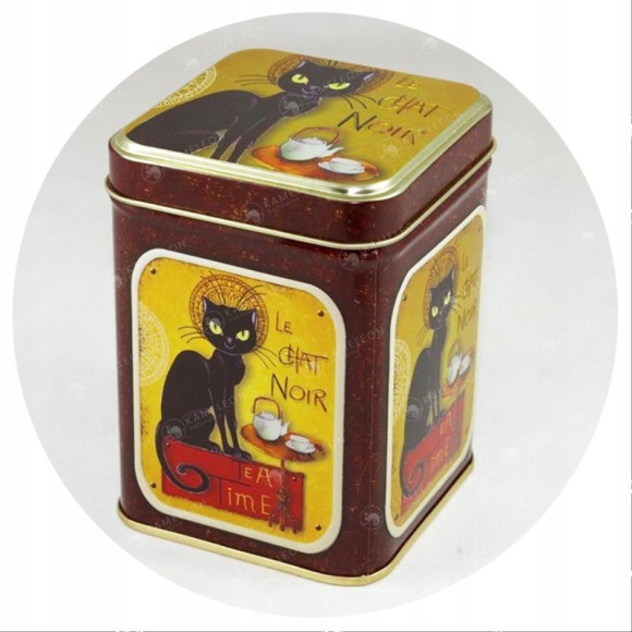 PUSZKA METALOWA na HERBATĘ ZIOŁA premium LE CHAT NOIR czarny kot 100G PUSZKA METALOWA na HERBATĘ ZIOŁA premium LE CHAT NOIR czarny kot 100G