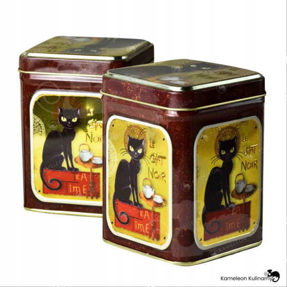 PUSZKA METALOWA na HERBATĘ ZIOŁA premium LE CHAT NOIR czarny kot 100G PUSZKA METALOWA na HERBATĘ ZIOŁA premium LE CHAT NOIR czarny kot 100G