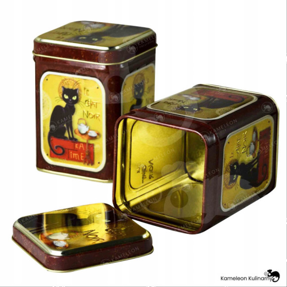 PUSZKA METALOWA na HERBATĘ ZIOŁA premium LE CHAT NOIR czarny kot 100G PUSZKA METALOWA na HERBATĘ ZIOŁA premium LE CHAT NOIR czarny kot 100G