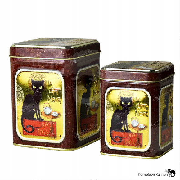 PUSZKA METALOWA na HERBATĘ ZIOŁA premium LE CHAT NOIR czarny kot 100G PUSZKA METALOWA na HERBATĘ ZIOŁA premium LE CHAT NOIR czarny kot 100G
