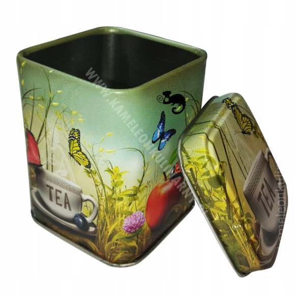 PUSZKA METALOWA na herbatę ZIOŁA ZDOBIAZGI BAJKA BAJECZNY WZÓR 60x60x80 50g PUSZKA METALOWA na herbatę ZIOŁA ZDOBIAZGI BAJKA BAJECZNY WZÓR 60x60x80 50g