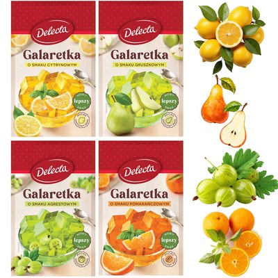 Delecta GALARETKA mix 4 OWOCOWYCH LETNICH SMAKÓW 70g x4 =