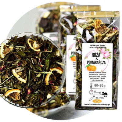 HERBATA BIAŁA Pai Mu Tan RÓŻA & POMARAŃCZA 25g