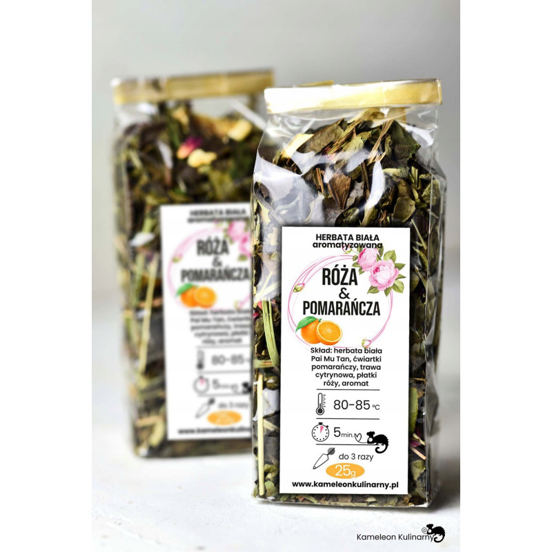 HERBATA BIAŁA Pai Mu Tan RÓŻA & POMARAŃCZA 25g