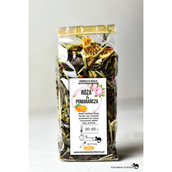 HERBATA BIAŁA Pai Mu Tan RÓŻA & POMARAŃCZA 25g HERBATA BIAŁA Pai Mu Tan RÓŻA & POMARAŃCZA 25g