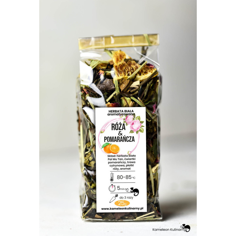HERBATA BIAŁA Pai Mu Tan RÓŻA & POMARAŃCZA 25g