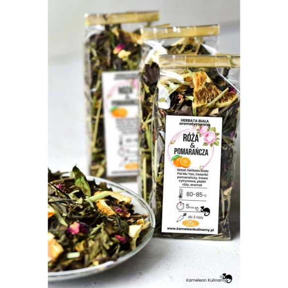 HERBATA BIAŁA Pai Mu Tan RÓŻA & POMARAŃCZA 25g HERBATA BIAŁA Pai Mu Tan RÓŻA & POMARAŃCZA 25g