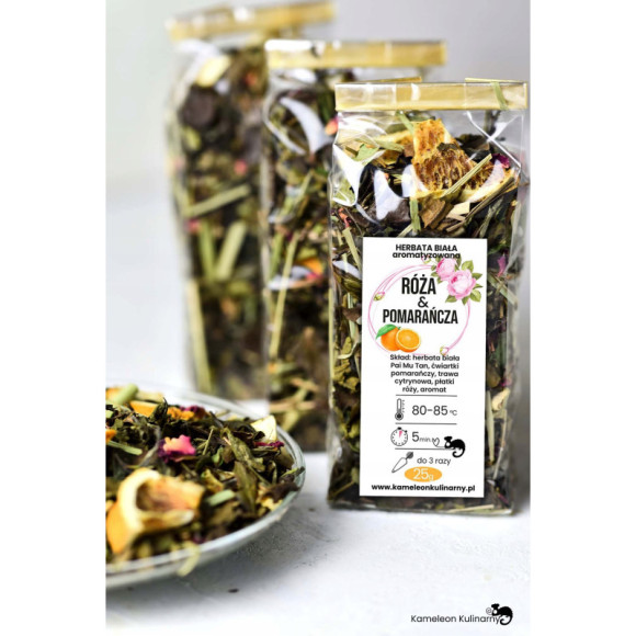 HERBATA BIAŁA Pai Mu Tan RÓŻA & POMARAŃCZA 25g HERBATA BIAŁA Pai Mu Tan RÓŻA & POMARAŃCZA 25g