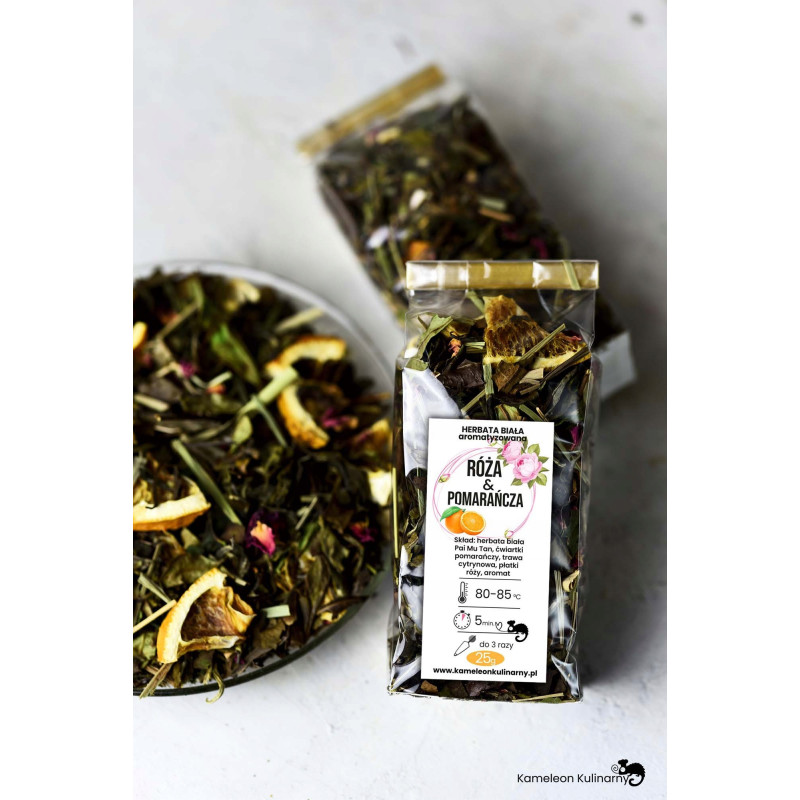 HERBATA BIAŁA Pai Mu Tan RÓŻA & POMARAŃCZA 25g