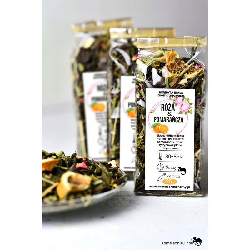 HERBATA BIAŁA Pai Mu Tan RÓŻA & POMARAŃCZA 25g