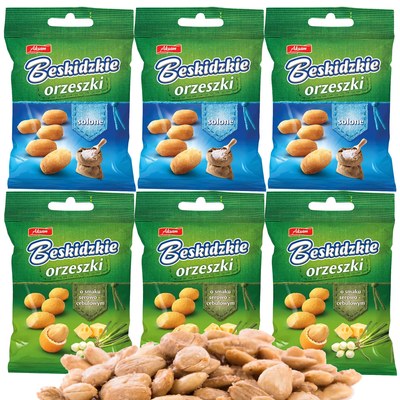 Beskidzkie ORZESZKI SMAK SOLONY x3 + SEROWO-CEBULOWY x3 70g