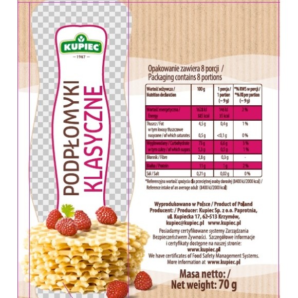 Kupiec PODPŁOMYKI KLASYCZNE Z CUKREM 70g