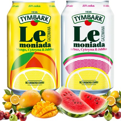 Tymbark NAPÓJ GAZOWANY LEMONIADA 2 SMAKI PUSZKA 330 ML