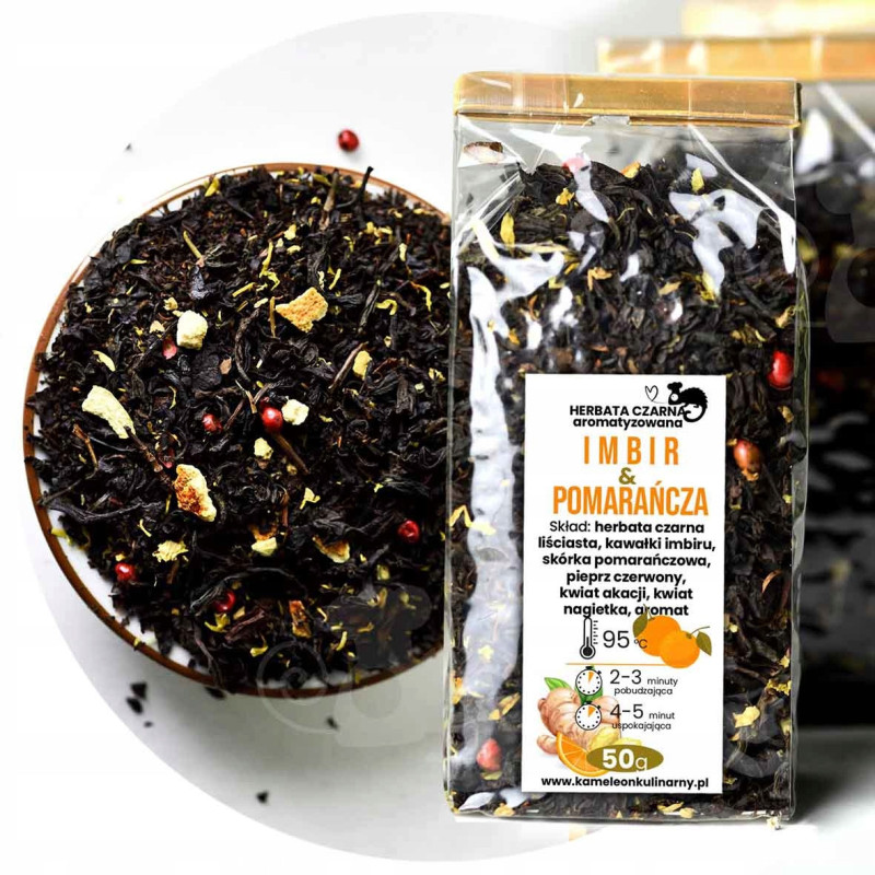 HERBATA CZARNA aromatyzowana IMBIR I POMARAŃCZA 50g