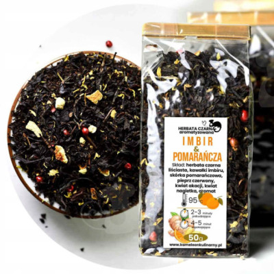 HERBATA CZARNA aromatyzowana IMBIR I POMARAŃCZA 50g