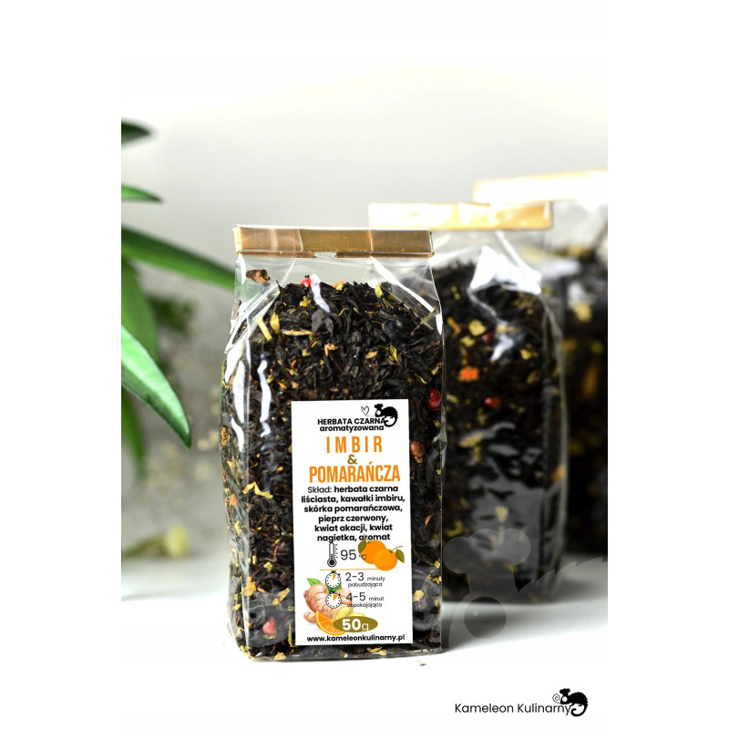 HERBATA CZARNA aromatyzowana IMBIR I POMARAŃCZA 50g
