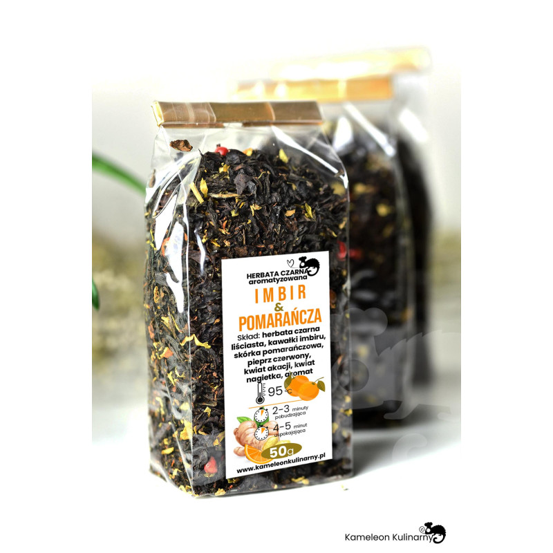 HERBATA CZARNA aromatyzowana IMBIR I POMARAŃCZA 50g