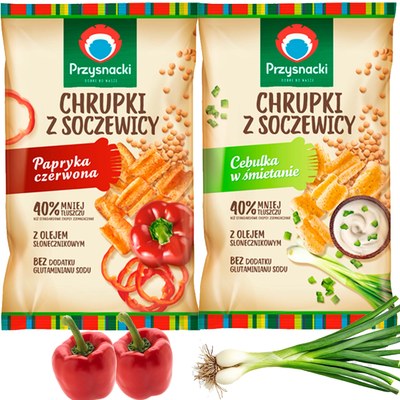 PRZYSNACKI CHRUPKI Z SOCZEWICY PAPRYKA + CEBULKA mix 2