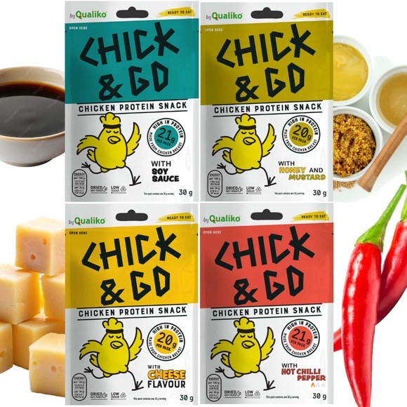 CHICK&GO suszona PIERŚ KURCZAKA plastry przekąska MIX 4