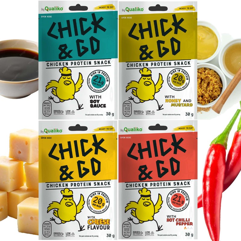 CHICK&GO suszona PIERŚ KURCZAKA plastry przekąska MIX 4
