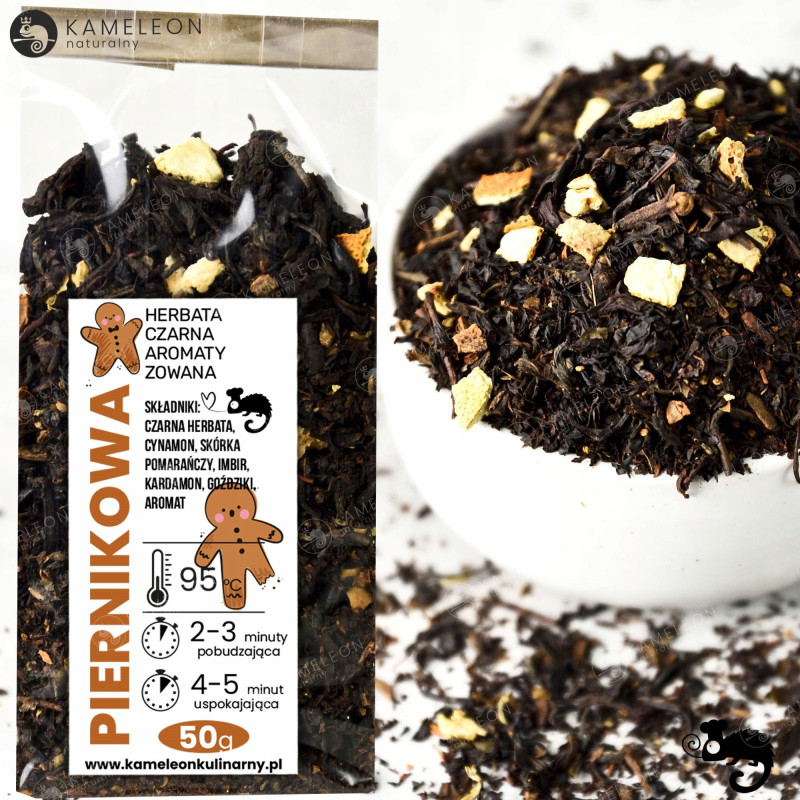HERBATA CZARNA aromatyzowana PIERNIKOWA Cynamon Imbir Kardamon Goździki 50G