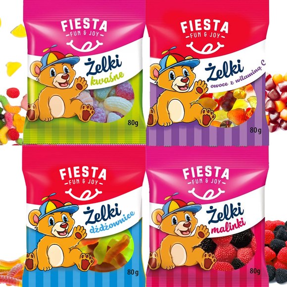 Fiesta ŻELKI MIX 4 SMAKÓW słodko-kwaśna przekąska 80g x4 =