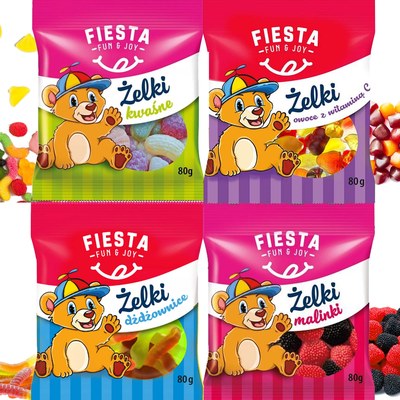 Fiesta ŻELKI MIX 4 SMAKÓW słodko-kwaśna przekąska 80g x4 =