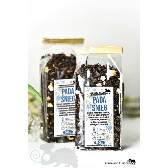 HERBATA CZARNA aromatyzowana zimowa PADA ŚNIEG 50g SUPER na ŚWIĘTA KAMELEON HERBATA CZARNA aromatyzowana zimowa PADA ŚNIEG 50g SUPER na ŚWIĘTA KAMELEON