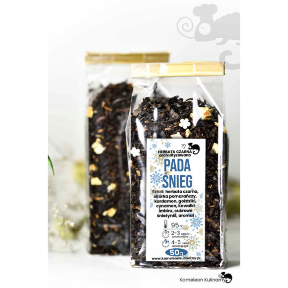 HERBATA CZARNA aromatyzowana zimowa PADA ŚNIEG 50g SUPER na ŚWIĘTA KAMELEON HERBATA CZARNA aromatyzowana zimowa PADA ŚNIEG 50g SUPER na ŚWIĘTA KAMELEON