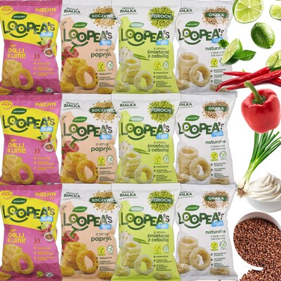 Loopea's CHRUPKI Z SOCZEWICY GROCHU MIX 4 SMAKÓW x3 =12