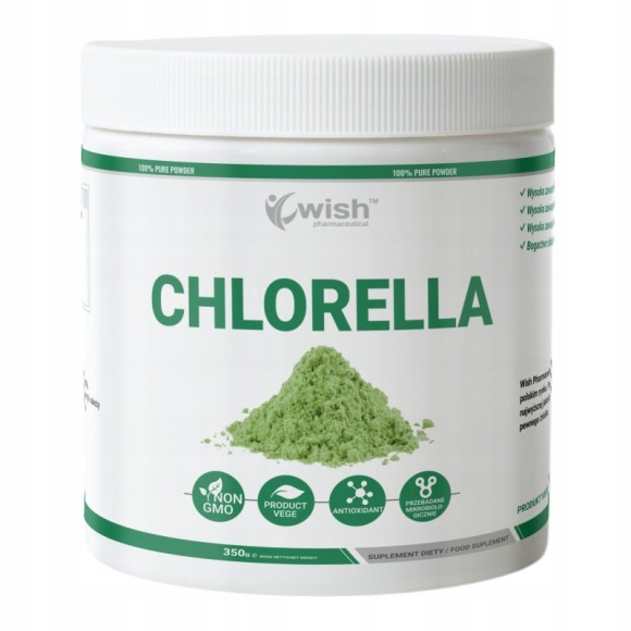 Wish CHLORELLA w proszku 350g pomoc OCZYSZCZENIE ODPORNOŚĆ